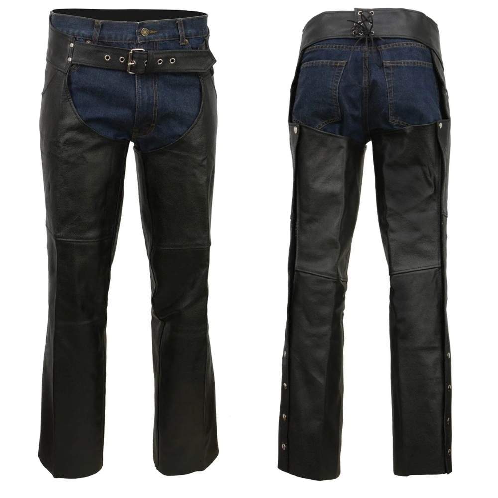 Event Leather Men’s Real Leather Motorcycle Chaps - Premium Leather Riding Chaps